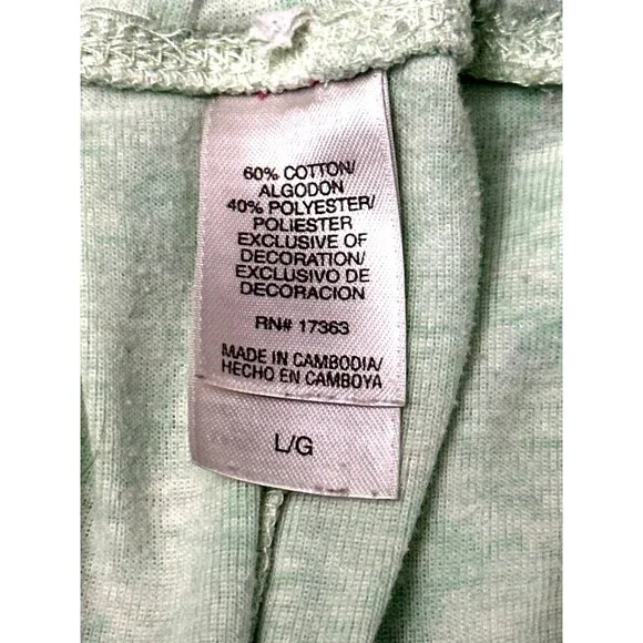 Adonna Lounge Set Green Ribbed Tank Top Shorts Navy Embroidery Size Large - Picture 16 of 16